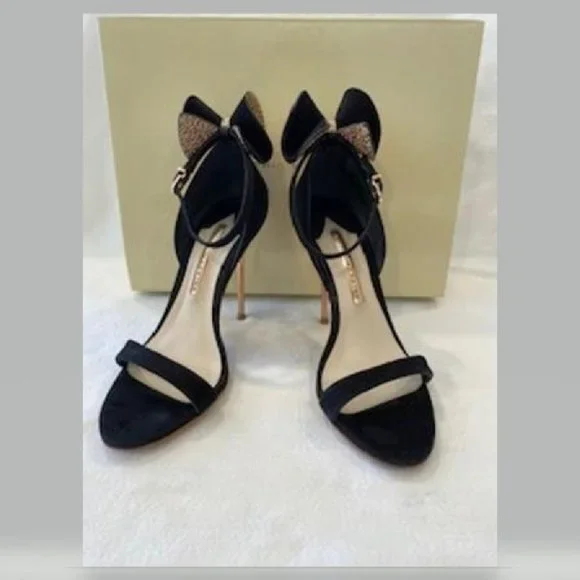 SOPHIA WEBSTER BLACK VELVET PINK GLITTER HIGH HEEL - Picture 2 of 5